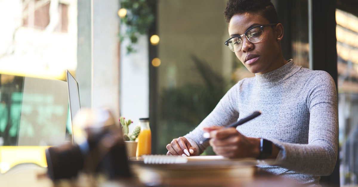 Woman reviewing the terms of a personal loan