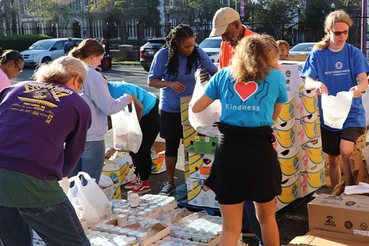 Volunteers Collecting Food for Donations