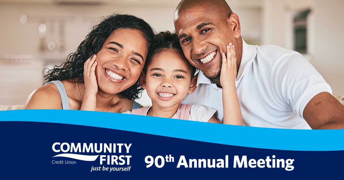 Family smiling community first credit union 90th annual meeting