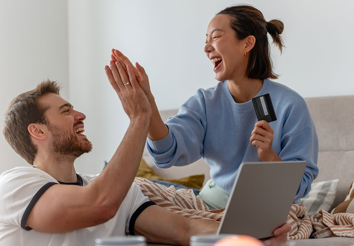 Woman and Man high five