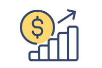Money Symbol with Upward Arrow and Bars icon