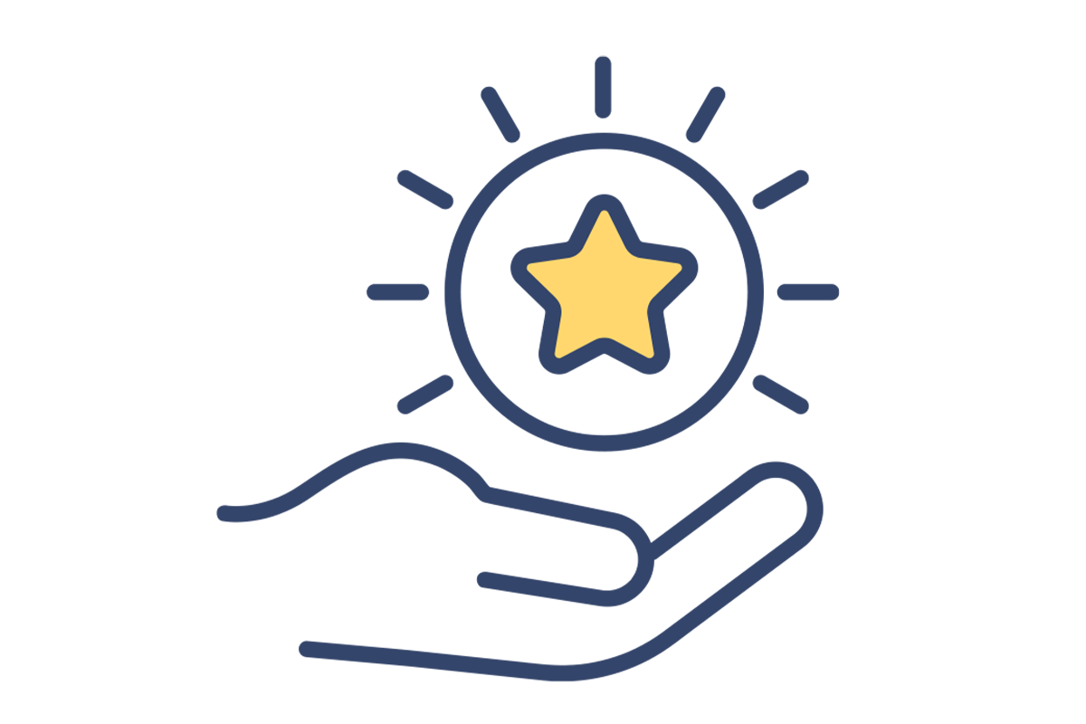 hand with star icon