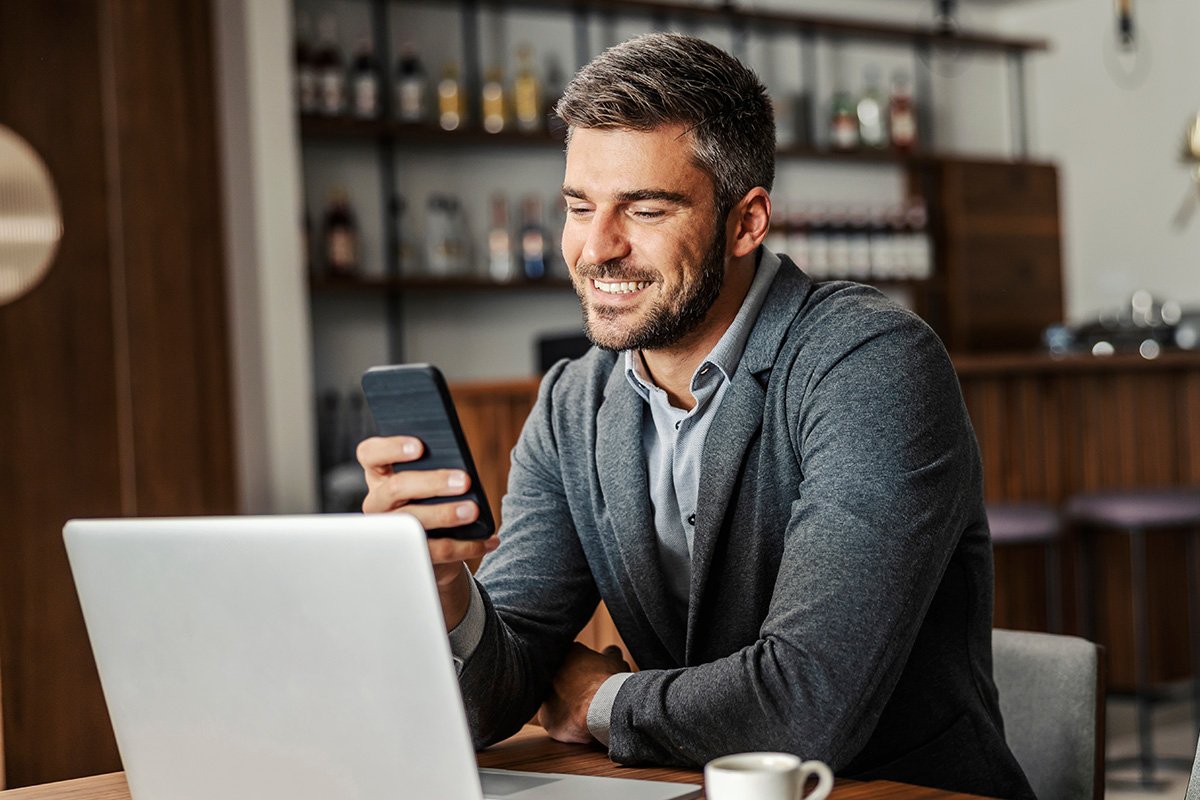 Man checking cell phone