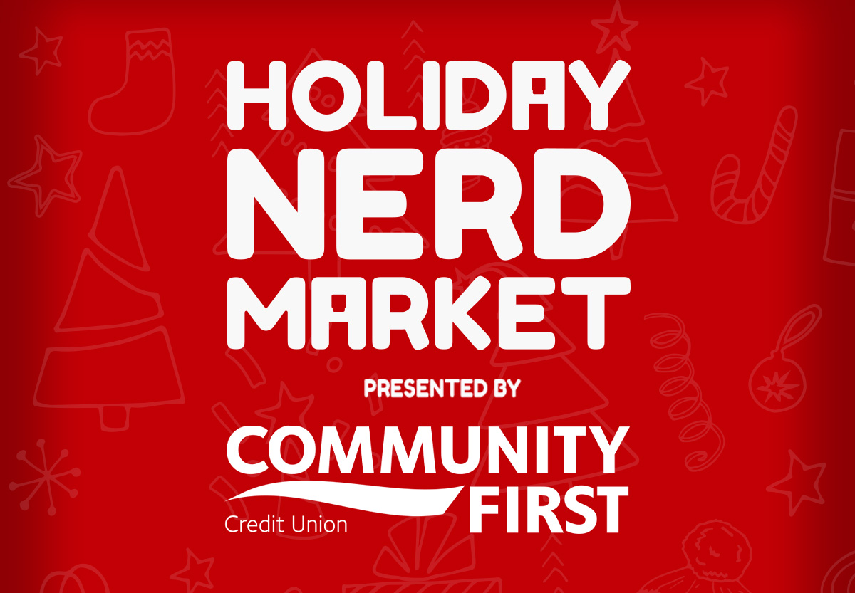 Holiday Nerd Market logo with red background