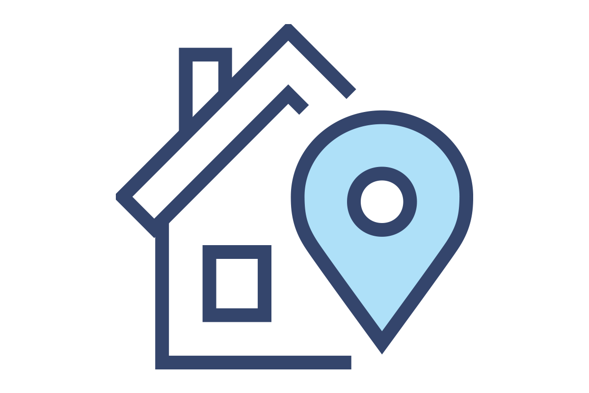 Icon- house with locator icon