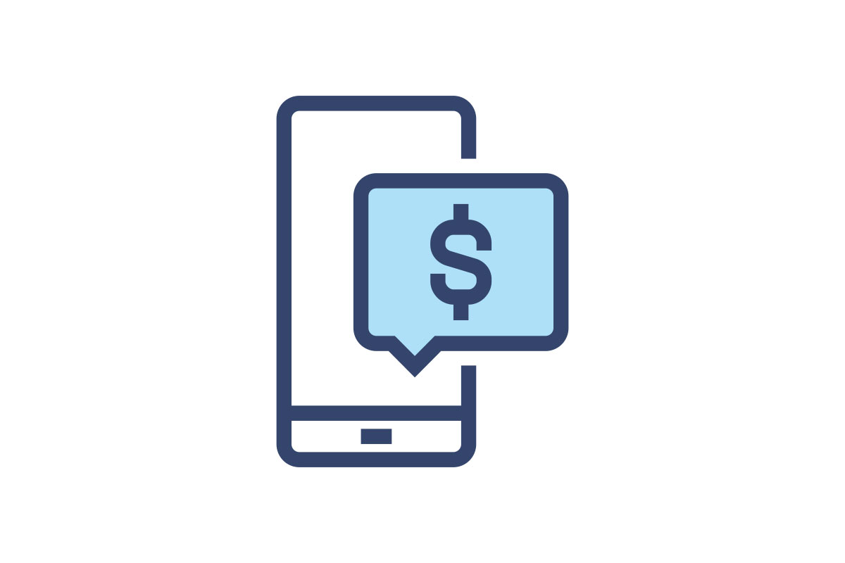 cell phone with money sign icon