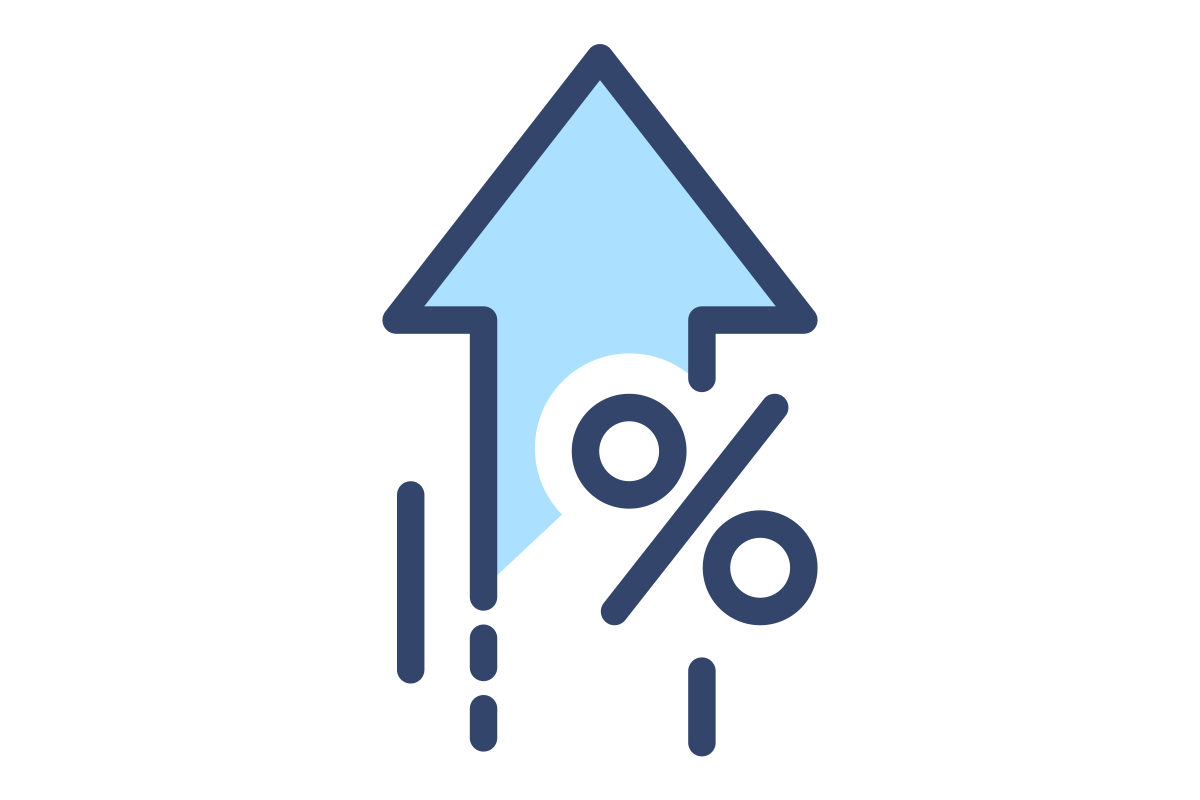 Icon - arrow upwards with a percentage