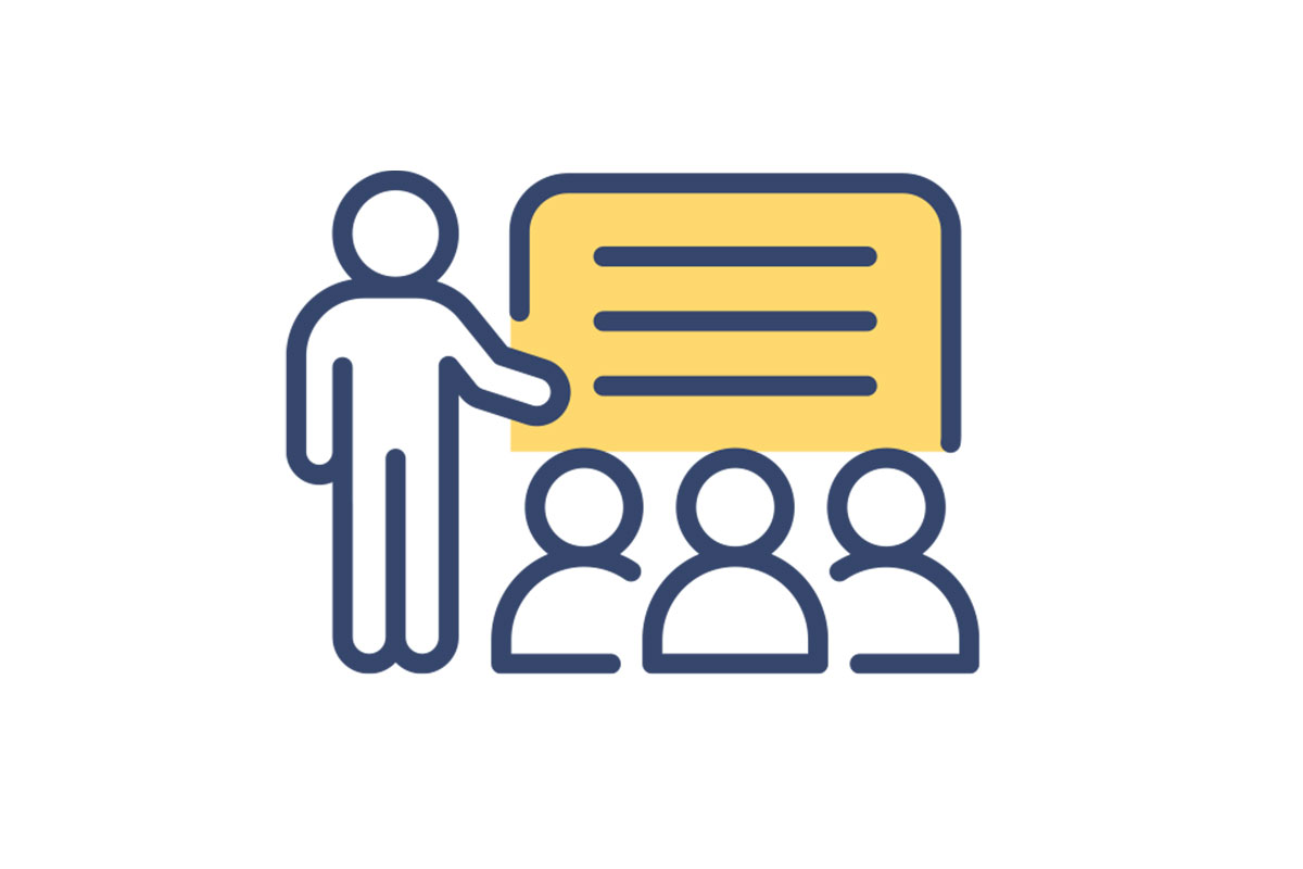 Figure Presenting to Audience