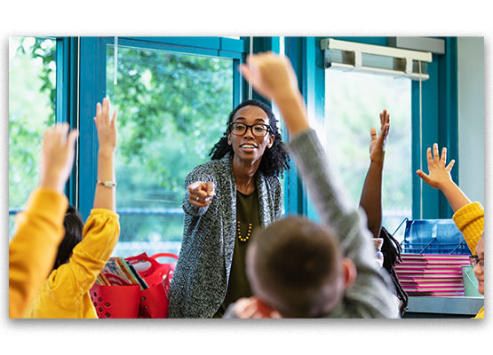 Teacher in front of her class