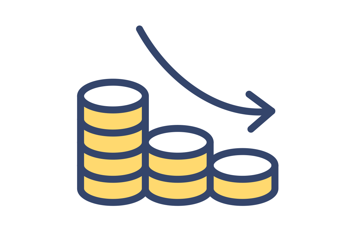 graphic of stacks of coins arranged in descending height