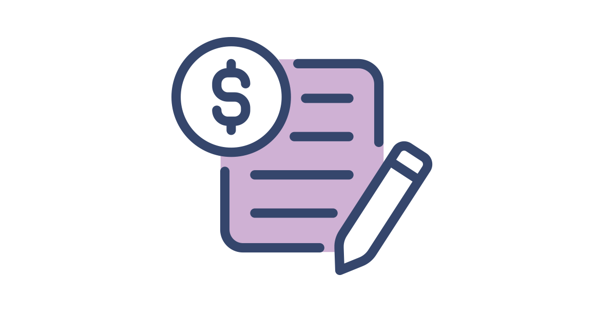 Dollar Symbol with Pencil and Clipboard icon