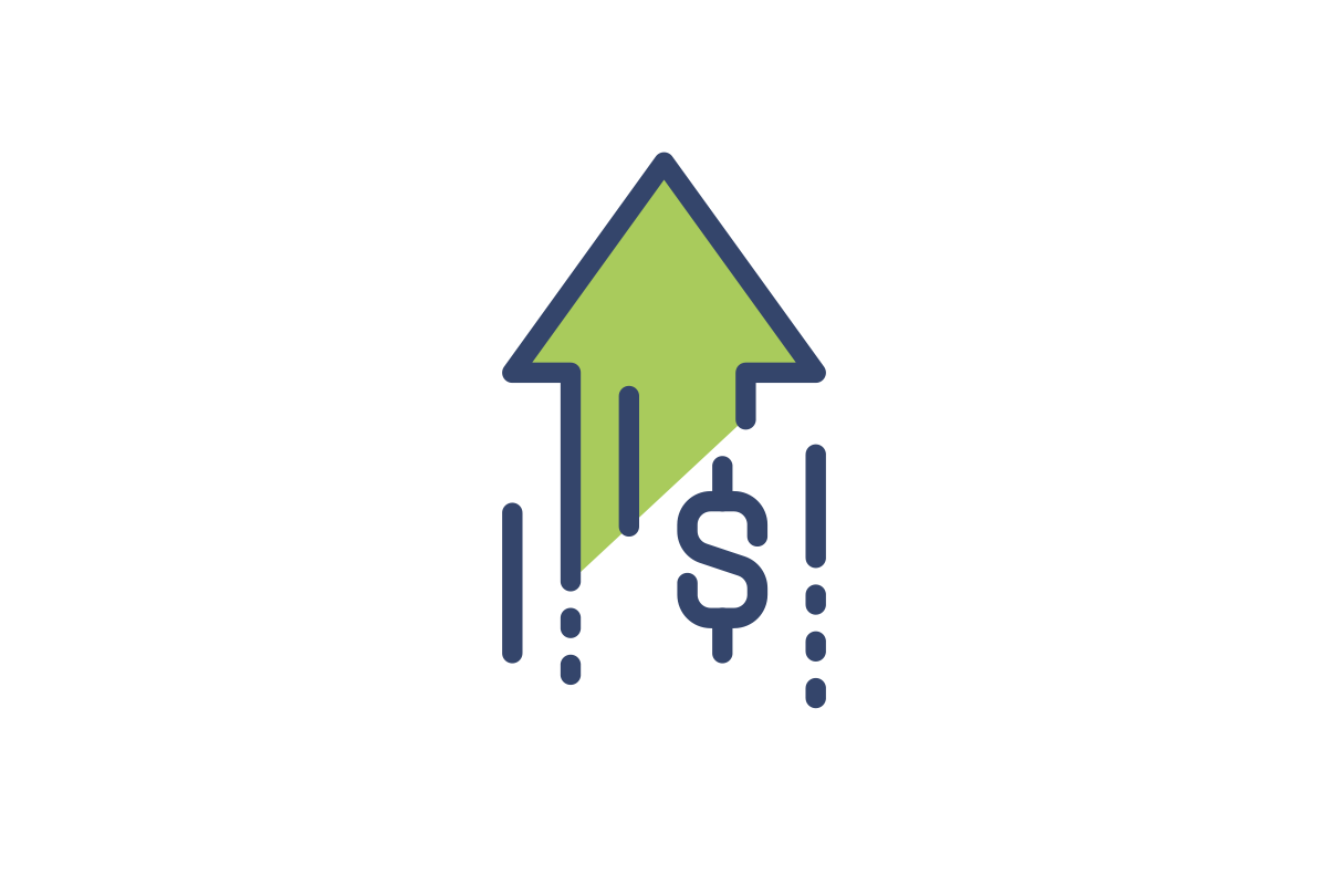 icon- arrow going upwards with dollar sign