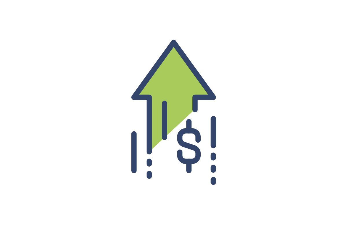 Icon - A green arrow pointing downward with dollar sign