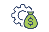 Gear and Money Bag Icon